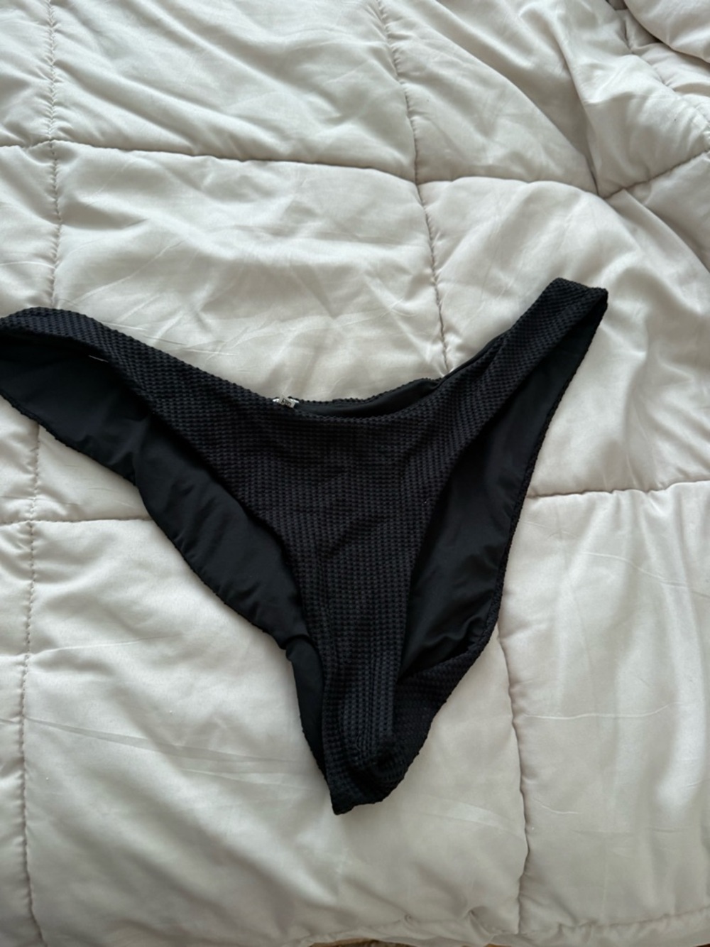 aerie Black Textured Bikini Bottom